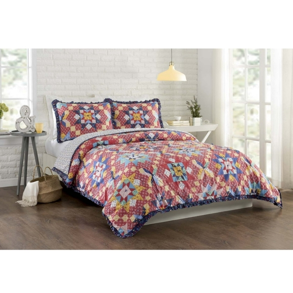 PIONEER WOMAN | Starlight Patchwork Sham Set 2pc sz King - Picture 7 of 7